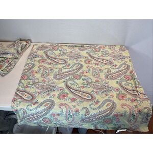 2 Pottery Barn  Paisley Floral  Euro Pillow Shams‎ Pair 26" x 26" Pink Green